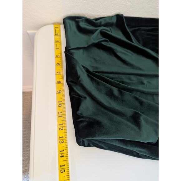 Lulus Candlelit Dark Emerald Green Velvet One Shoulder Bodycon Dress Women Sz M - Picture 14 of 16